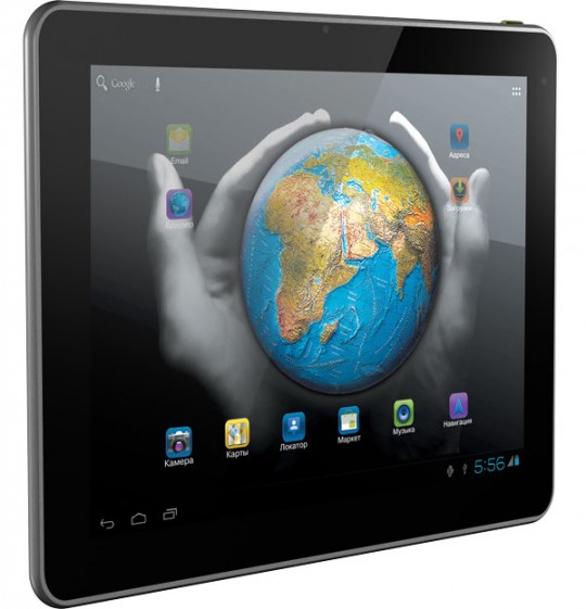 Prology Evolution Tab-970, Процессор: Cortex-A9 Dual Core (RockChip3066) с функциями акселератора 3D Частота центрального процессора: 1500 МГц Оперативная память: 1024 Мб (DDR3) Тип экрана: TFT IPS Диагональ дисплея: 9,7" Разрешение дисплея: 1024 х 768 пикселей Сенсорный дисплей: емкостной с поддержкой Multi-Touch (распознавание до 10 одновременных касаний) Операционная система: Android 4.0 Ice Cream Sandwich Поддержка Google Play (Android Market): есть Поддерживаемые форматы видеофайлов: MPG, 3GP, WMV, MP4, MKV, AVI, FLV и другие Поддерживаемые форматы аудиофайлов: MP3, WMA, FLAC, APE, OGG и другие Поддерживаемые форматы изображений: BMP, JPG, PNG, GIF и другие Поддерживаемые форматы текстовых файлов: CBR, CBZ, CHM, DjVU, DOC, EPUB, FB2, HTM, HTML, LRC, MOBI, PalmDOC, PDB, PDF, PRC, RTF, TXT, XPS, ZIP и другие Поддерживаемые форматы архивов: RAR, ZIP и другие G-сенсор: трехосевой GPS: нет 3G: возможно подключение внешнего модема Bluetooth: есть Wi-Fi: 802.11 b/g Камера фронтальная: 2 Мп Камера тыловая: 2 Мп Вспышка: есть Внутренняя память: 16 Гб Слот для карт памяти microSD: до 32 Гб Аудиовыход: 3,5 мм mini-jack Встроенный динамик: 1 шт USB-интерфейс: micro-USB Выход HDMI: mini-HDMI, разрешение до 1920х1080 Емкость встроенного аккумулятора: 8000 мАч Габариты: 245 мм х 191 мм х 9 мм Масса: 650 граммов Чехол: нет Сетевой адаптер, входное напряжение: 100–240 В, 50–60 Гц